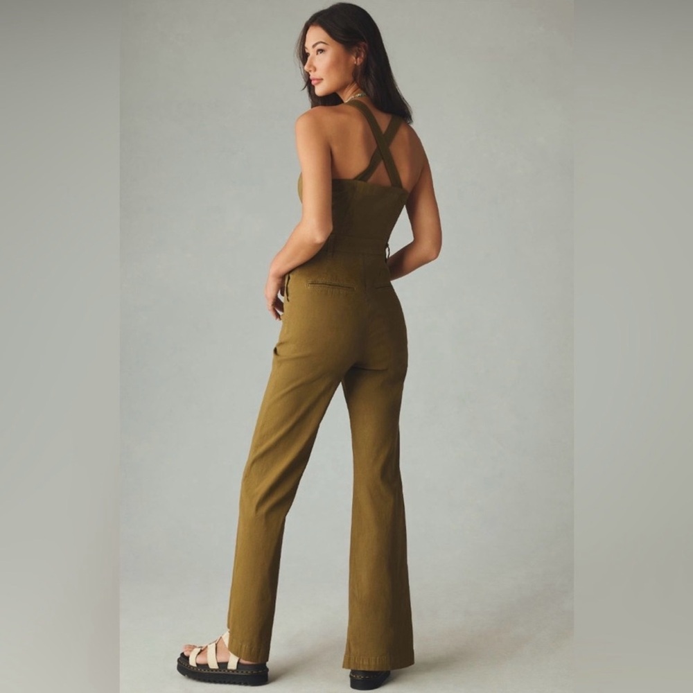 The Naomi Workwear Jumpsuit by Maeve Anthropologie Olive Green Olive Green